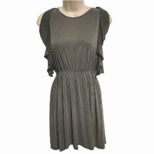 ANTHROPOLOGIE Sadie and Sage  Flutter Sleeve Olive Green Mini Dress Medium